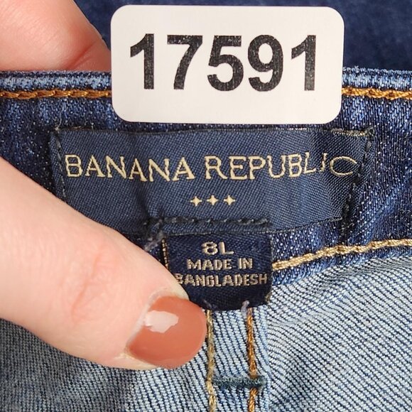 Banana Republic Jeans Womens 8 Long Blue Bootcut Stretch Denim Dark Wash Casual - Picture 9 of 11